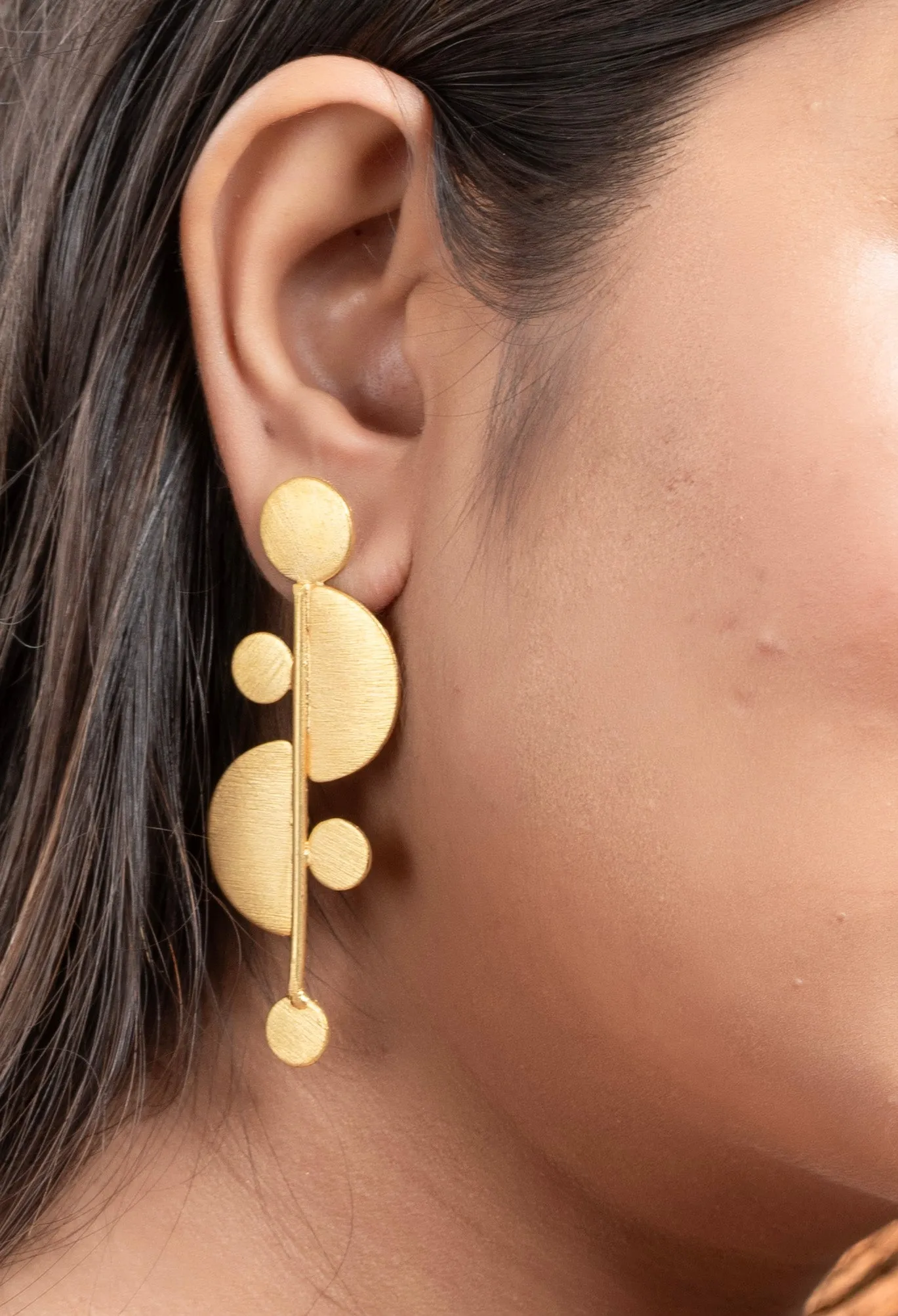 Half Moon Brass Stud Earrings - Non-Allergic, Elegant Fashion Jewelry for All Occasions