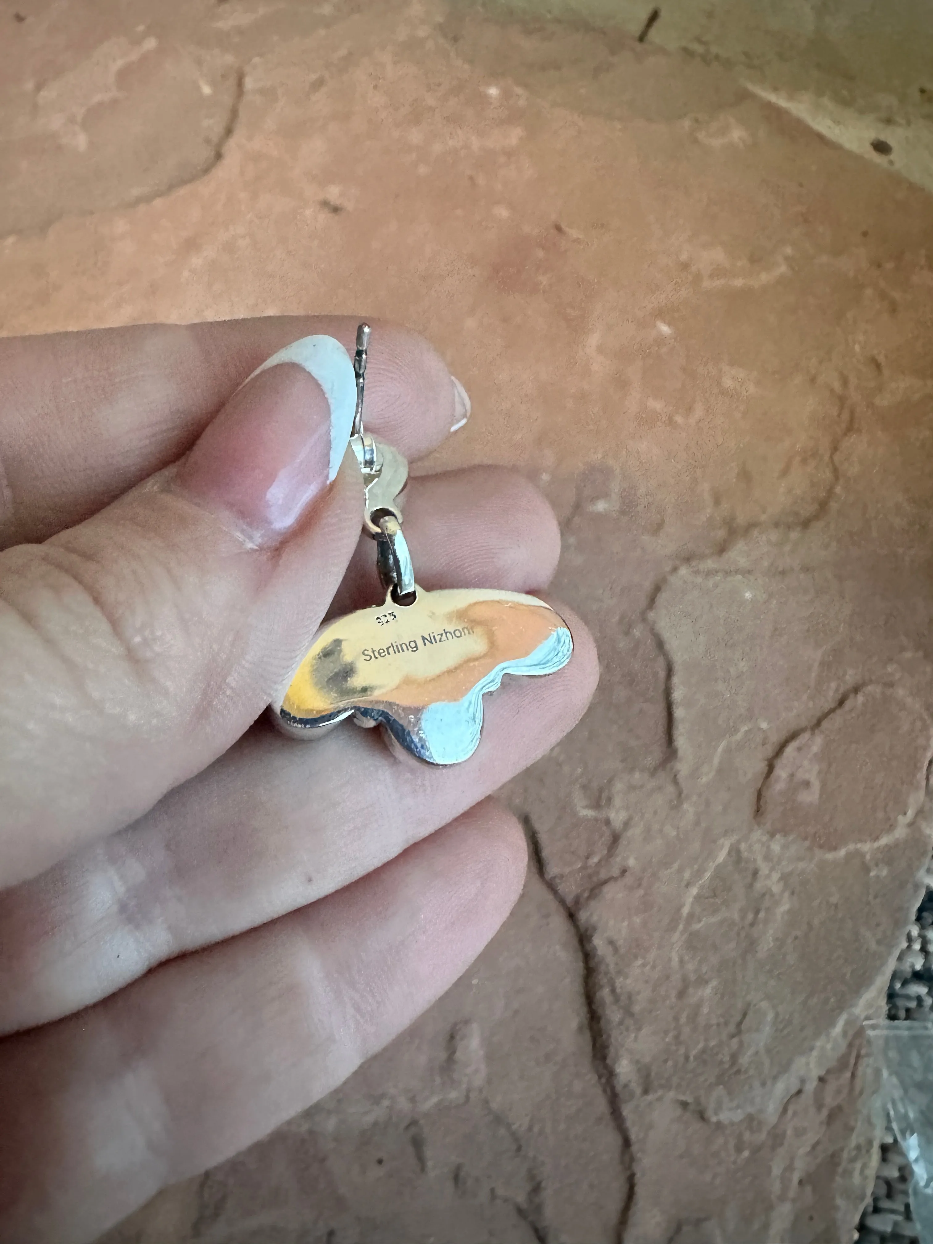 Handmade Sterling Silver & Palomino Post Dangle Earrings style 2