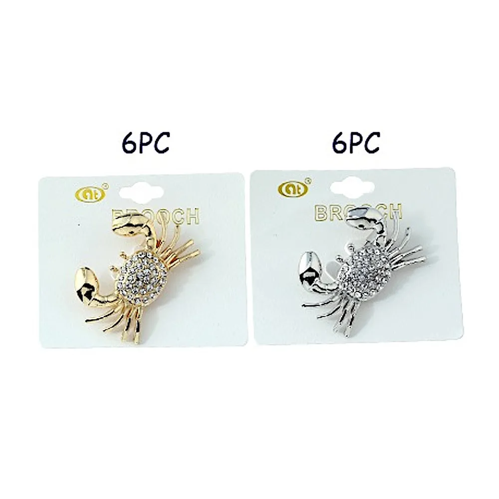 JAH23340-Rhinestone Crab Brooch