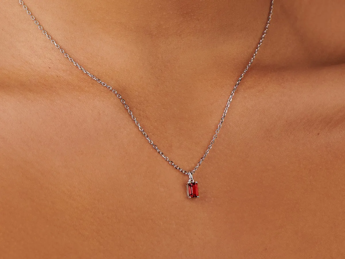 July Birthstone Silver Necklace