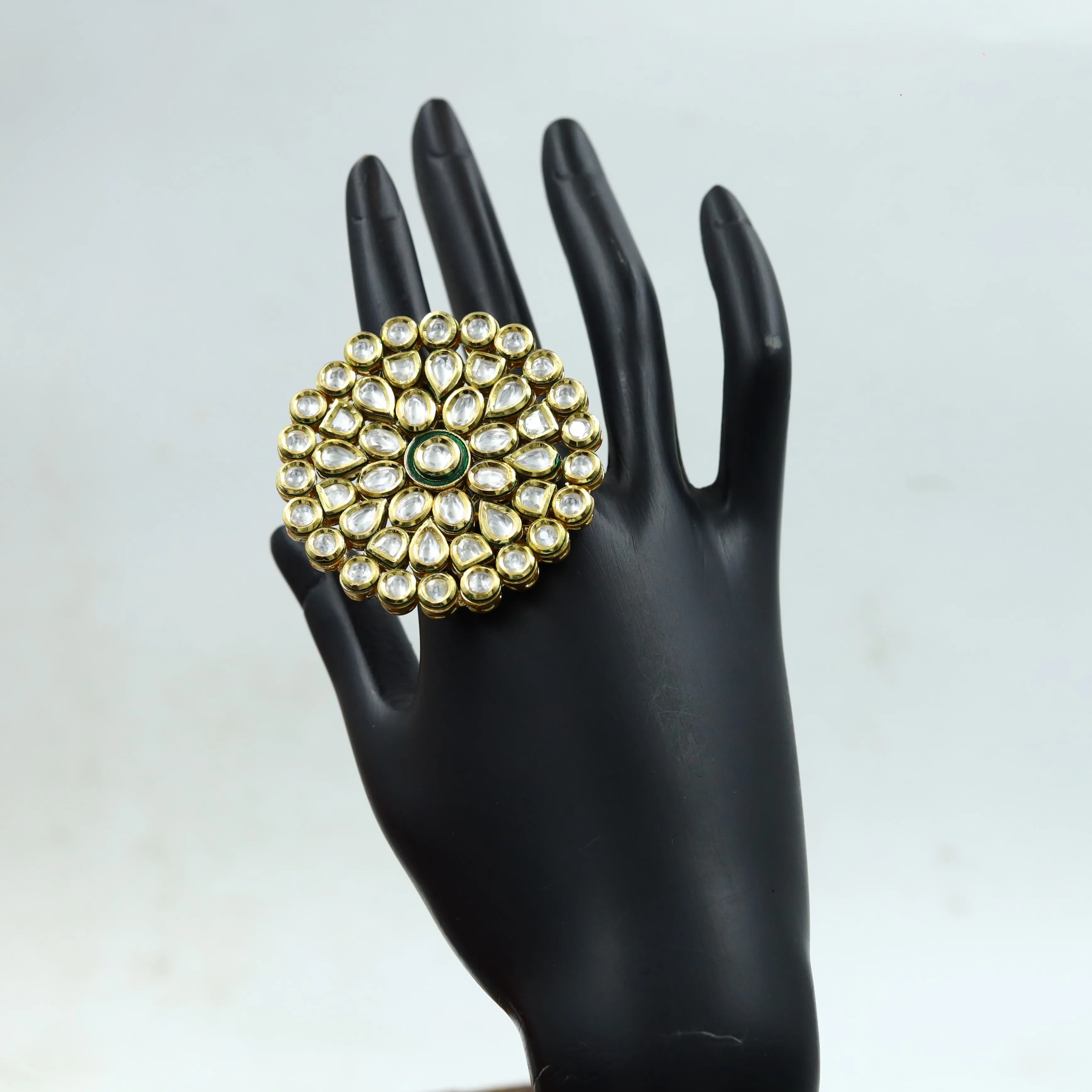 Kundan Cocktail Gold Ring 19000-6182