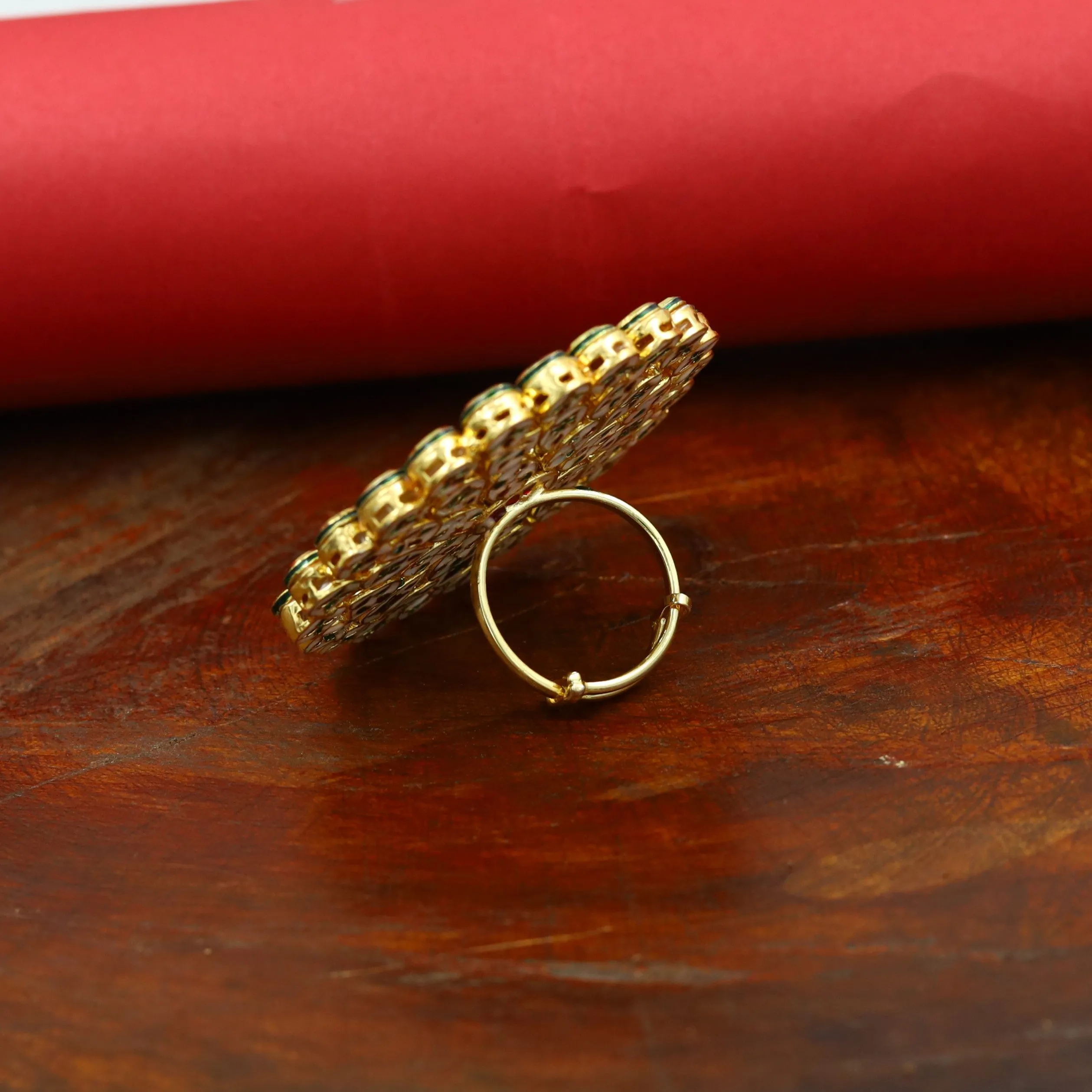 Kundan Cocktail Gold Ring 19000-6182