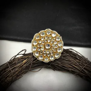 Kundan Cocktail Gold Ring 19485-6672