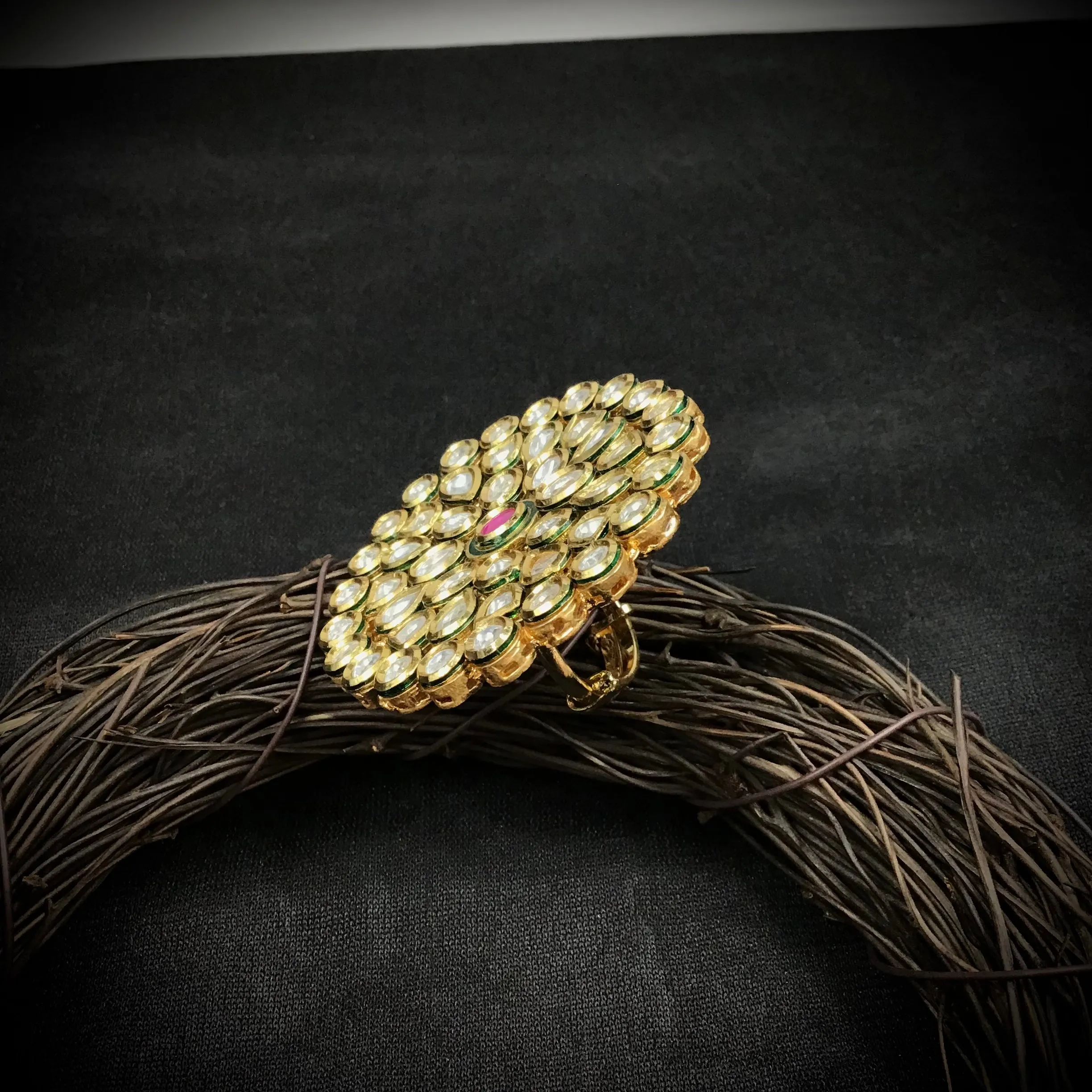 Kundan Cocktail Ruby Ring 18999-6181