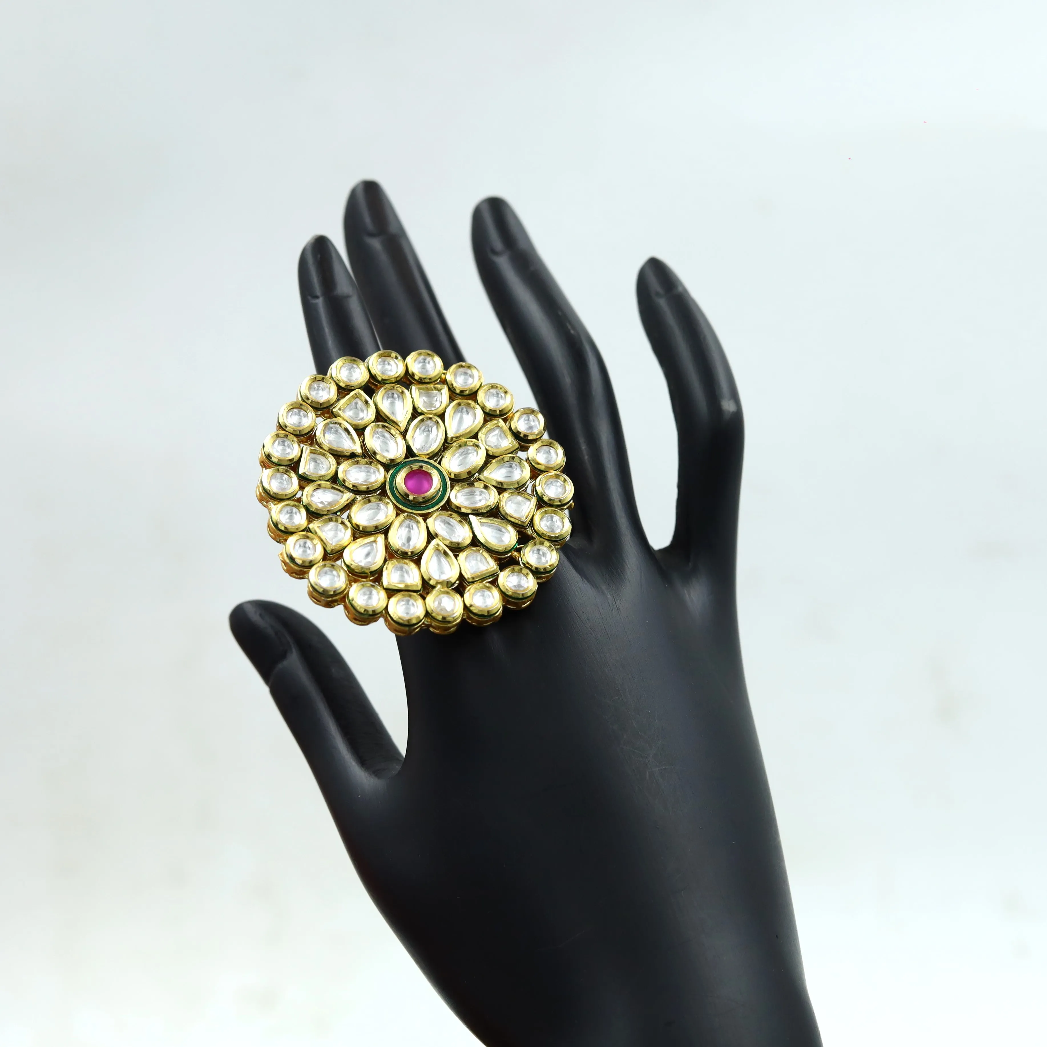 Kundan Cocktail Ruby Ring 18999-6181