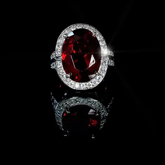 Lina Vintage Ruby Red Oval Cocktail Ring | 17ct