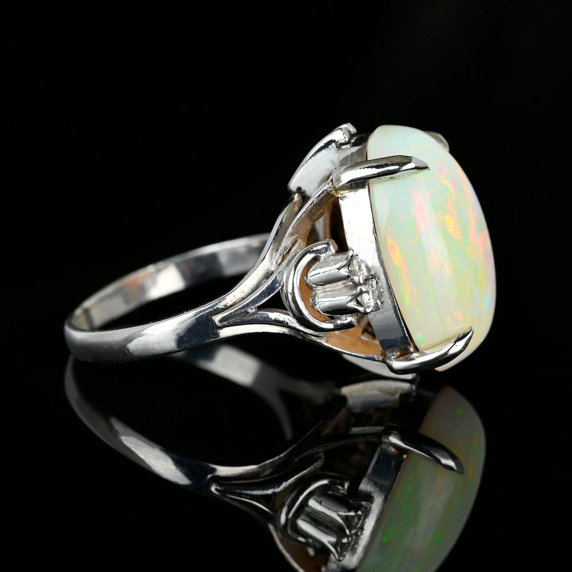 Magnificent Platinum Diamond 4.25 CTW Opal Ring
