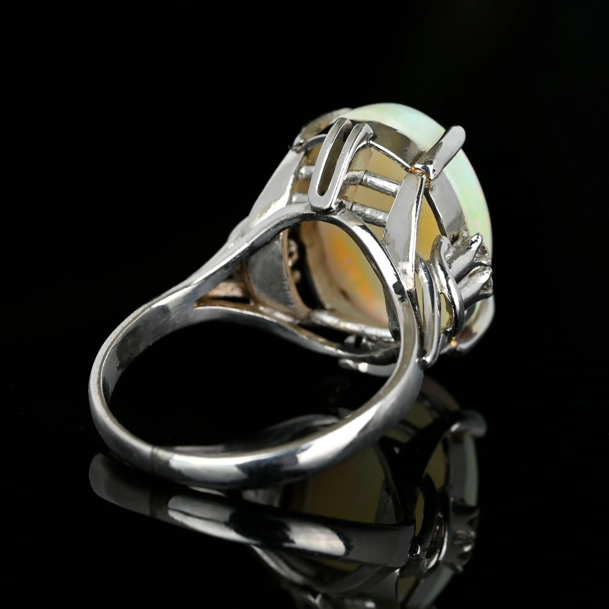 Magnificent Platinum Diamond 4.25 CTW Opal Ring