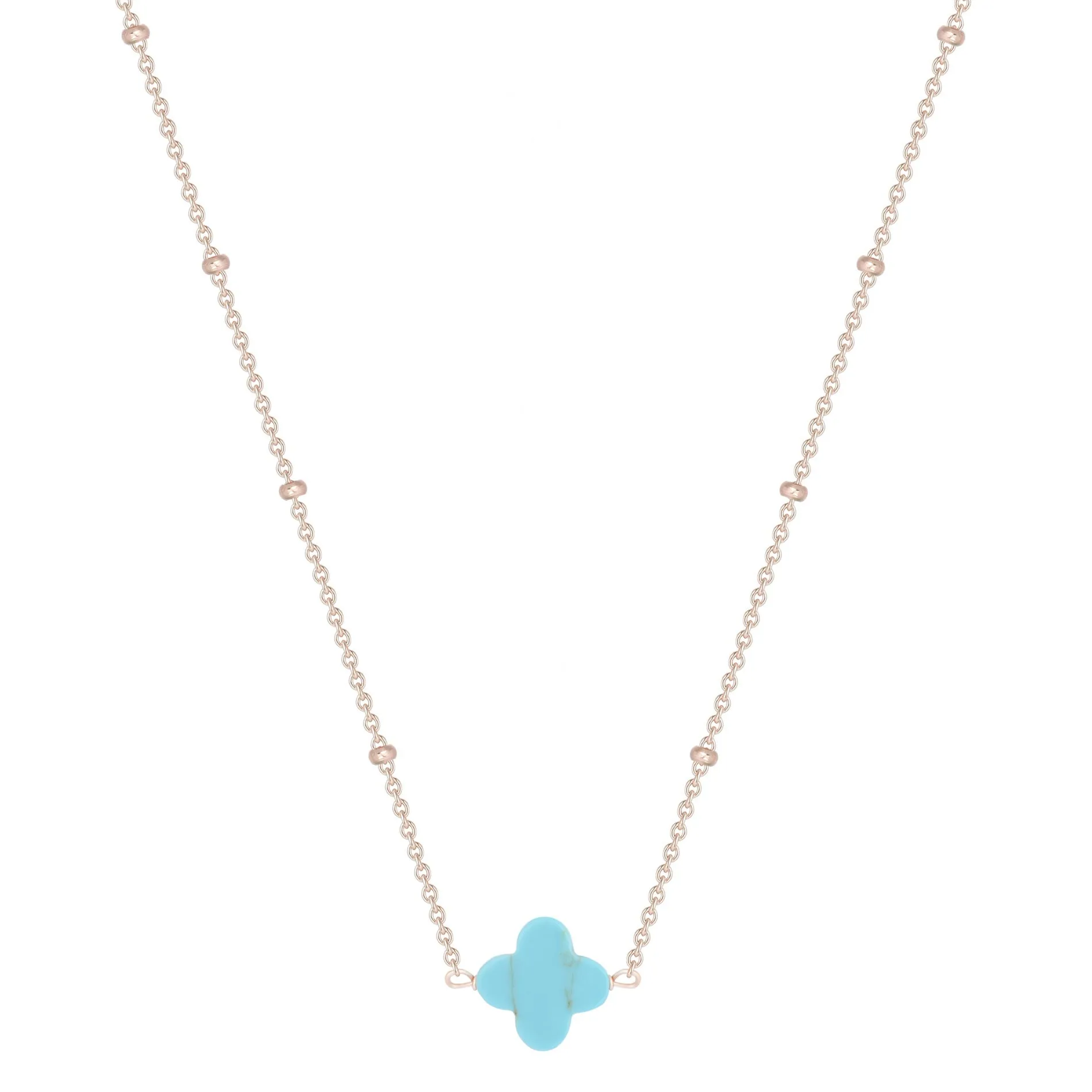 MALANI TURQUOISE CLOVER ROSE GOLD NECKLACE