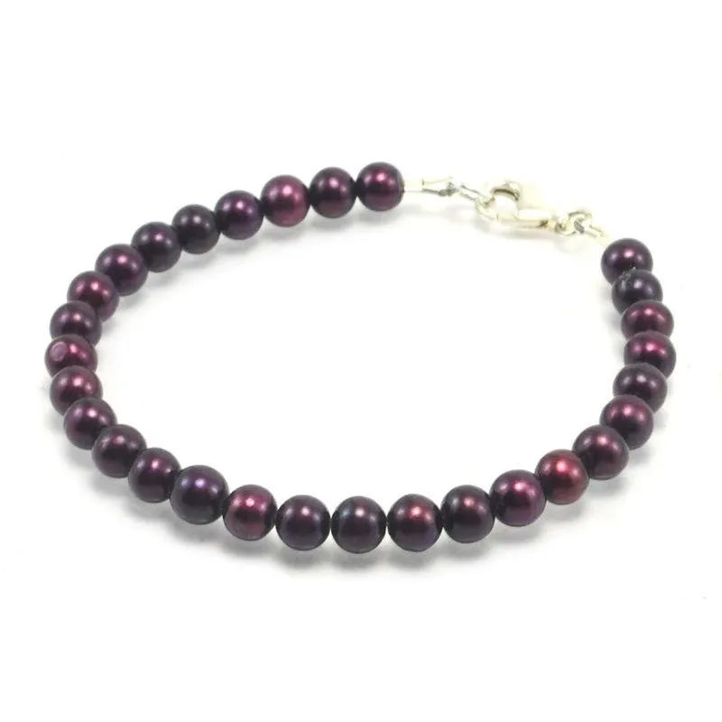 Merlot Fresh Water Pearl Bracelet With Sterling Silver Trigger Clasp 3