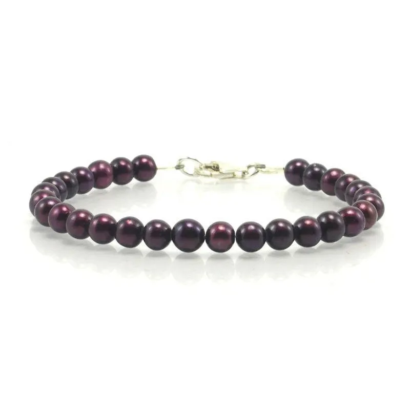 Merlot Fresh Water Pearl Bracelet With Sterling Silver Trigger Clasp 3