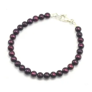Merlot Fresh Water Pearl Bracelet With Sterling Silver Trigger Clasp 3