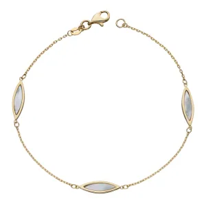 MILENA Navette Mother Of Pearl Bracelet in Yellow Gold
