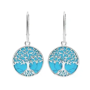 MILENA Turquoise Drop Silver X-Small Tree of life Earrings