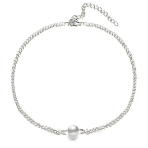 N1099 Silver Single Pearl Necklace with FREE Earrings