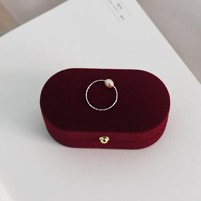 Natural Freshwater Pearl Simple Ring Real 925 Sterling Silver