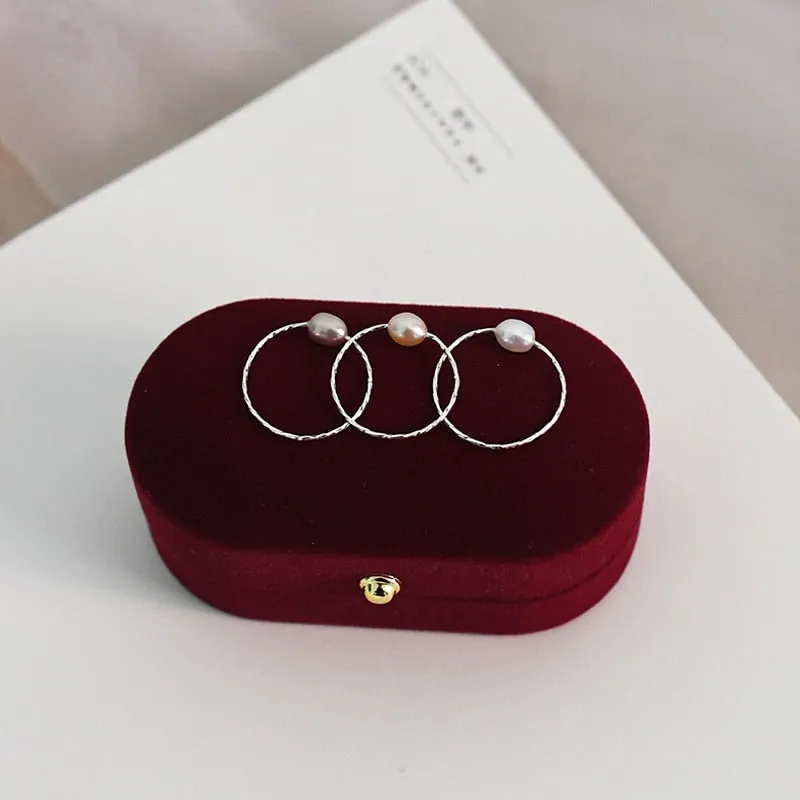 Natural Freshwater Pearl Simple Ring Real 925 Sterling Silver