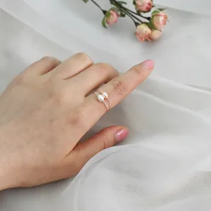 Natural Freshwater Pearl Simple Ring Real 925 Sterling Silver