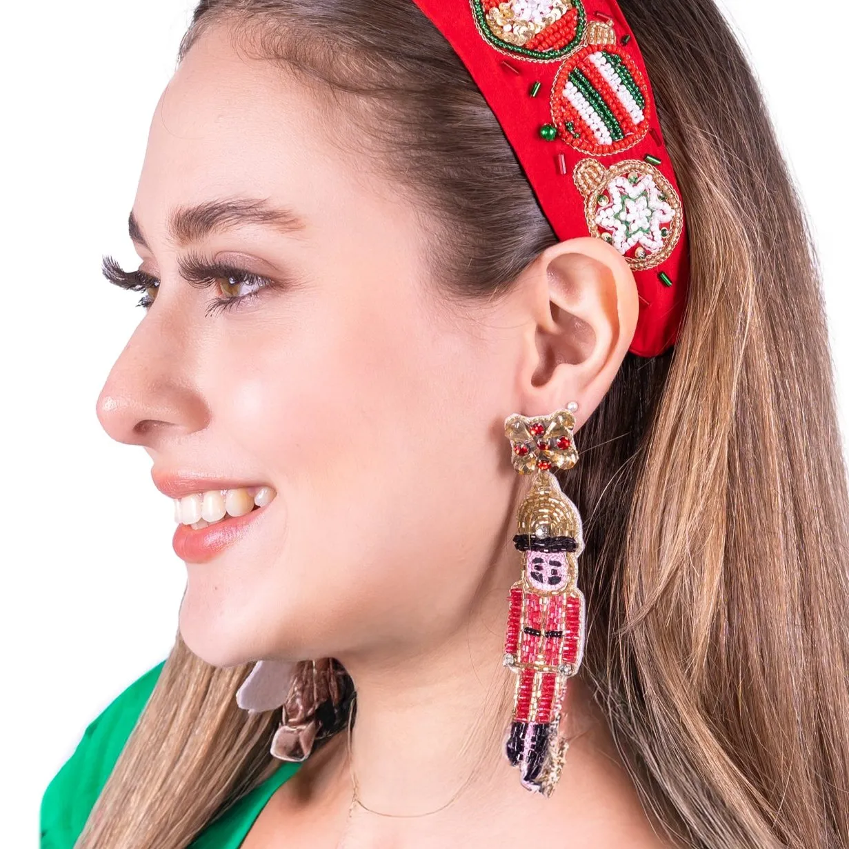 Nutcracker Beaded Earrings (Red)