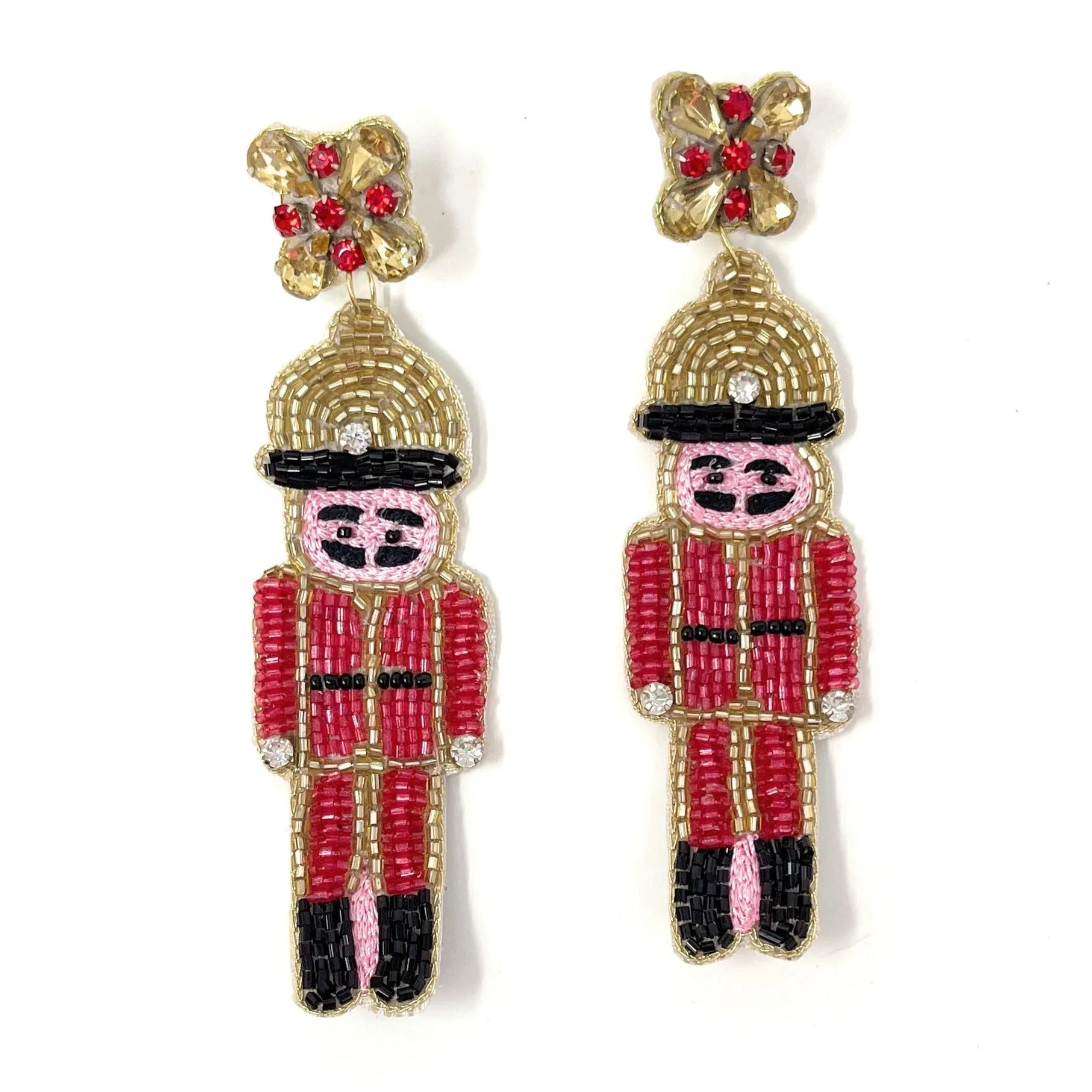 Nutcracker Beaded Earrings (Red)