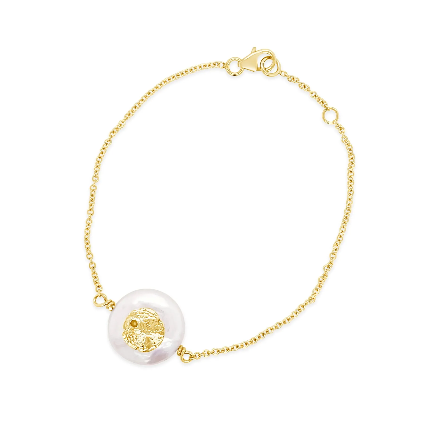 Petite Sand Dollar Coin Pearl Chain Bracelet