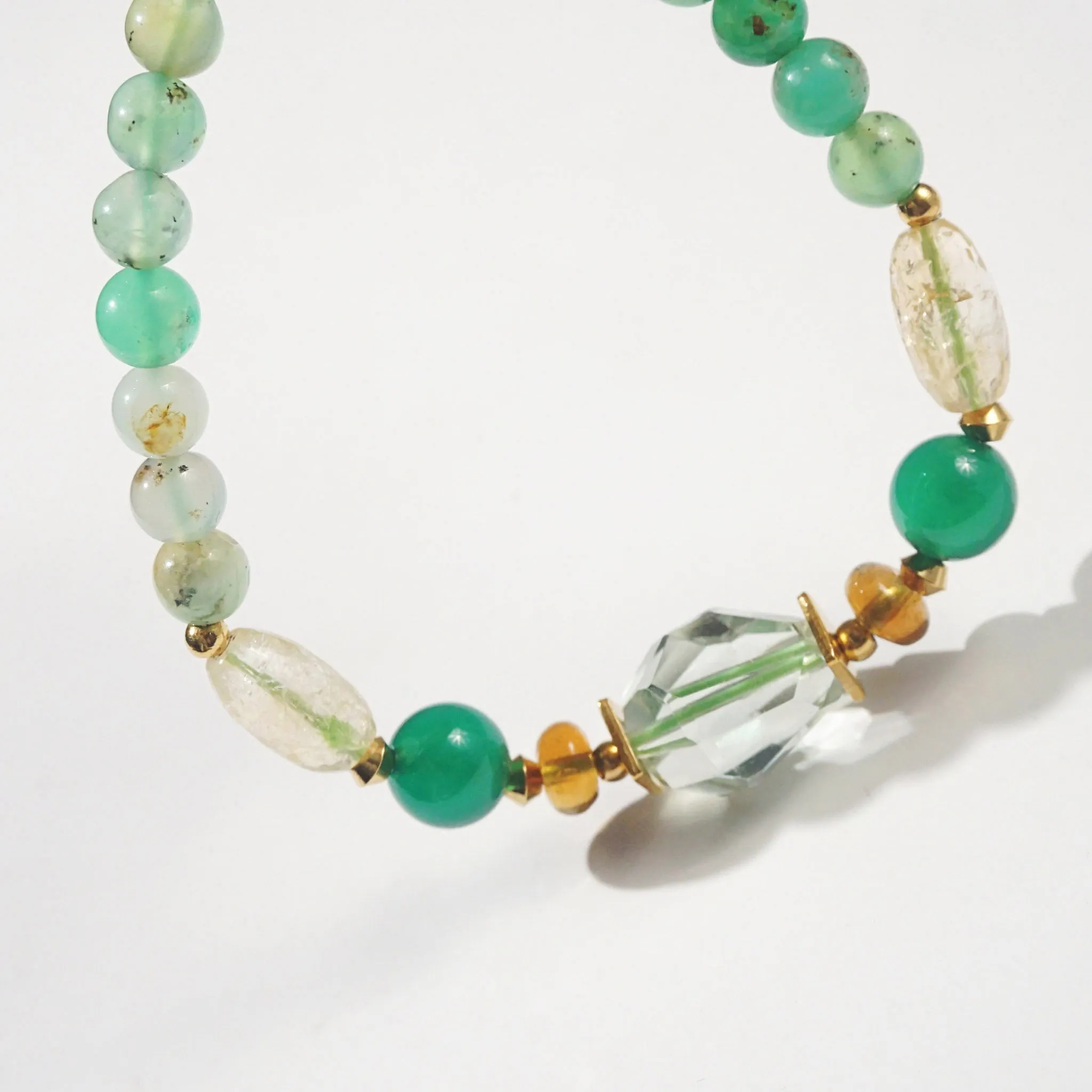 Prasiolite, Citrine, Green Agate and Chrysoprase