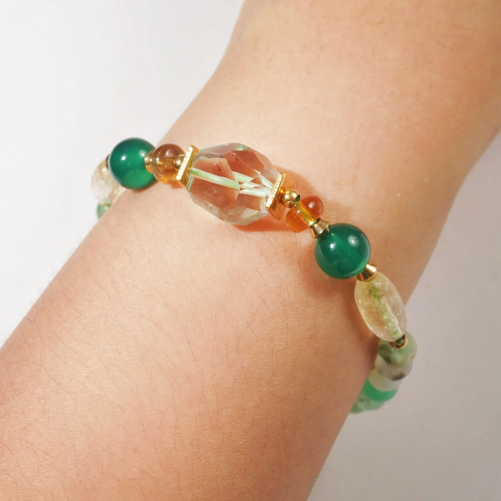 Prasiolite, Citrine, Green Agate and Chrysoprase
