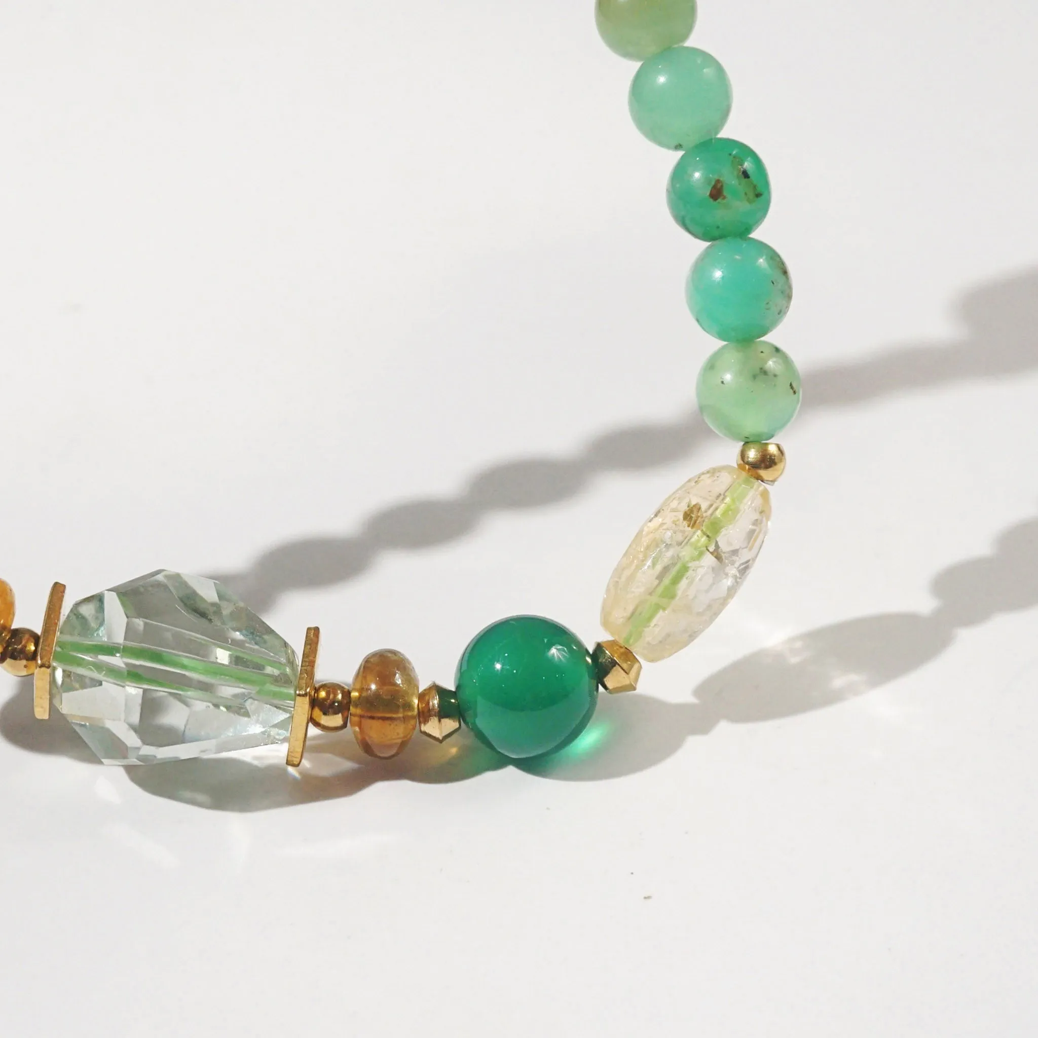 Prasiolite, Citrine, Green Agate and Chrysoprase