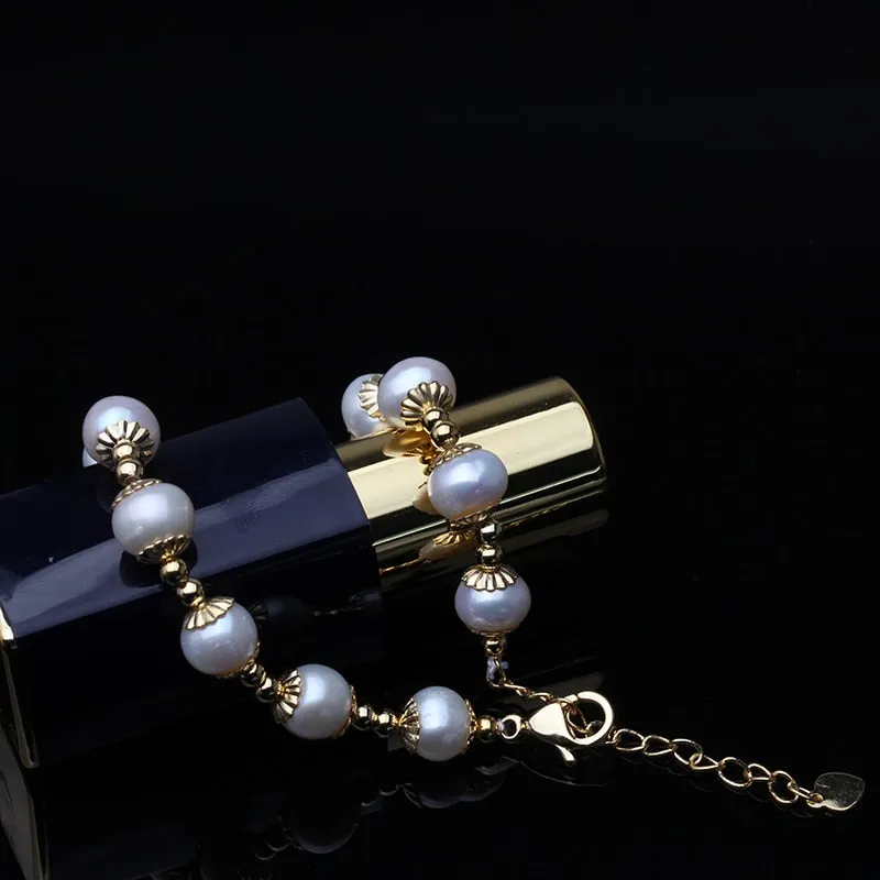 Real Freshwater Round Pearl Bracelet For Women