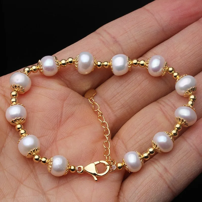 Real Freshwater Round Pearl Bracelet For Women