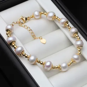 Real Freshwater Round Pearl Bracelet For Women