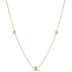 Roberto Coin Diamonds By The Inch 3 Station Diamond Necklace 18K Yellow Gold