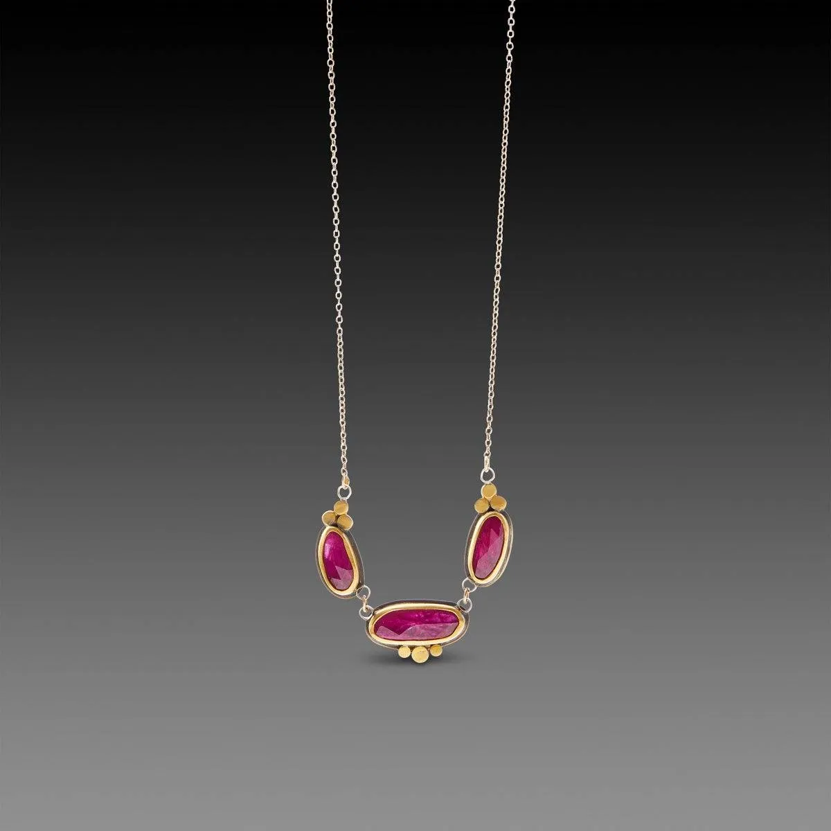 Rubies with 22k Gold Trios Necklace