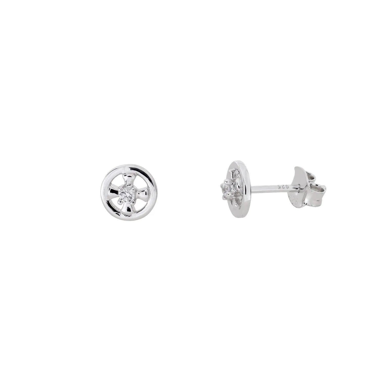 Silver St Cuthbert Cross Round Stud Earring