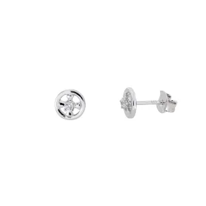 Silver St Cuthbert Cross Round Stud Earring