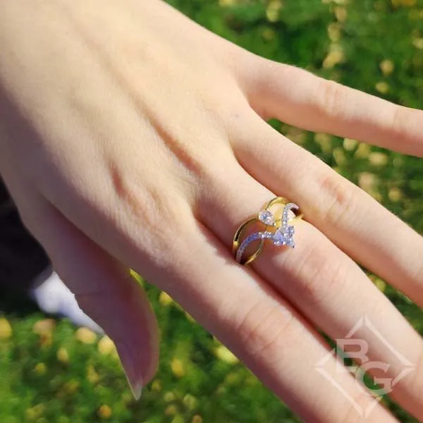 Simon G. Two-Tone "Crown" Pear & Marquise Cut Diamond Cocktail Ring