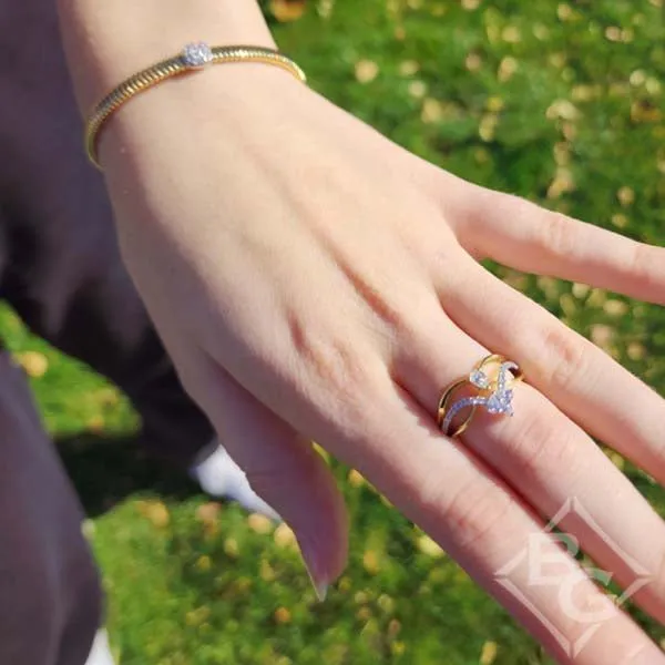 Simon G. Two-Tone "Crown" Pear & Marquise Cut Diamond Cocktail Ring