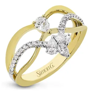 Simon G. Two-Tone "Crown" Pear & Marquise Cut Diamond Cocktail Ring