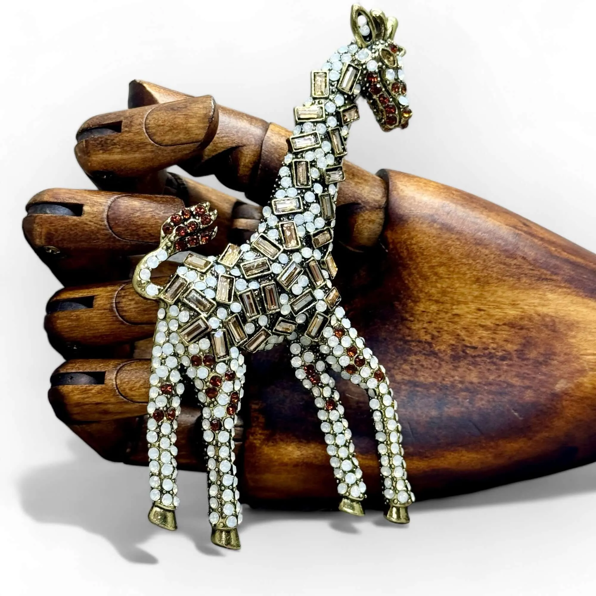 Statement bejewelled Giraffe Brooch