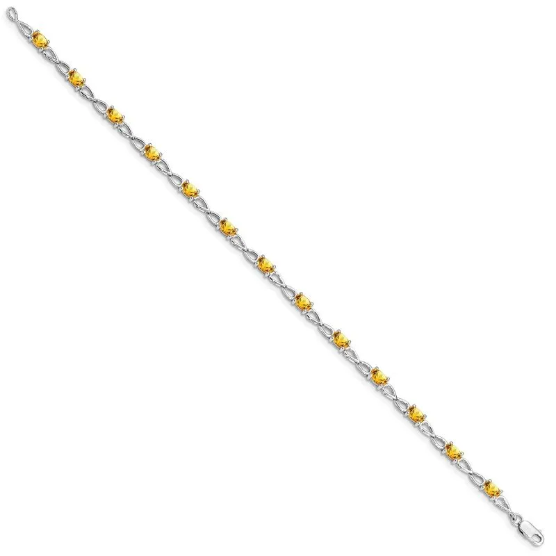 Sterling Silver Rhodium-plated Citrine Bracelet QX842CI