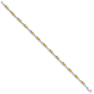 Sterling Silver Rhodium-plated Citrine Bracelet QX842CI