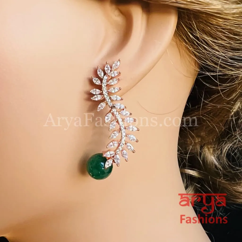 Swirl CZ Studs with Pearl Drop
