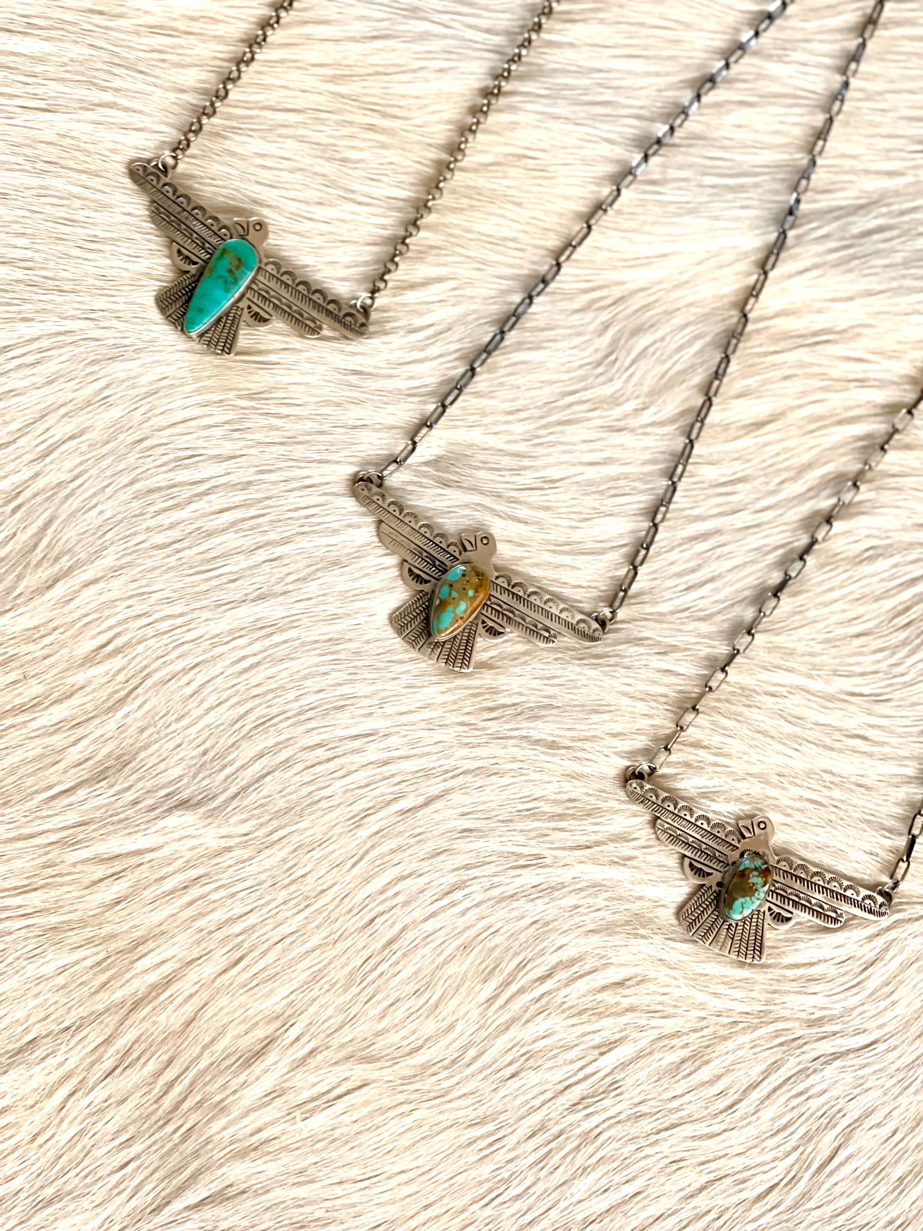 Thunderbird & Turquoise Charm w/Silver Chain (Large)