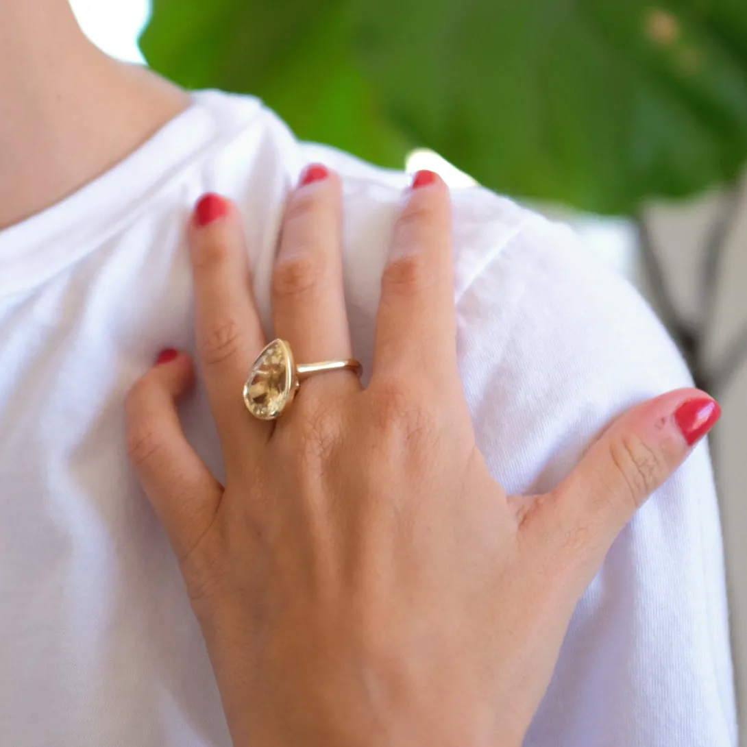 Tilted Citrine Ring