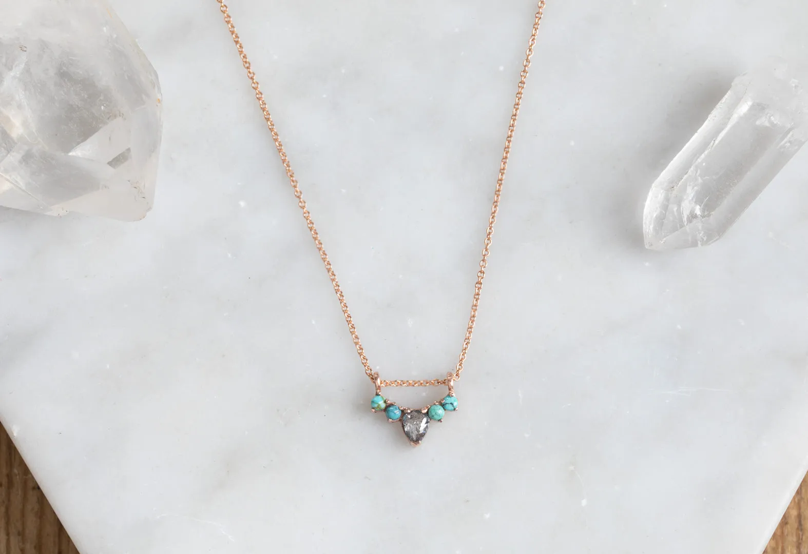 Turquoise   Diamond Sunburst Necklace