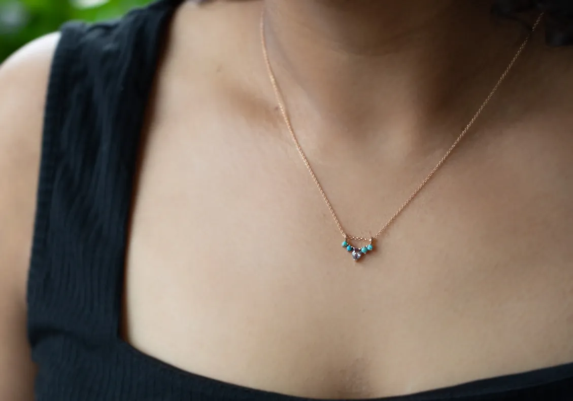 Turquoise   Diamond Sunburst Necklace