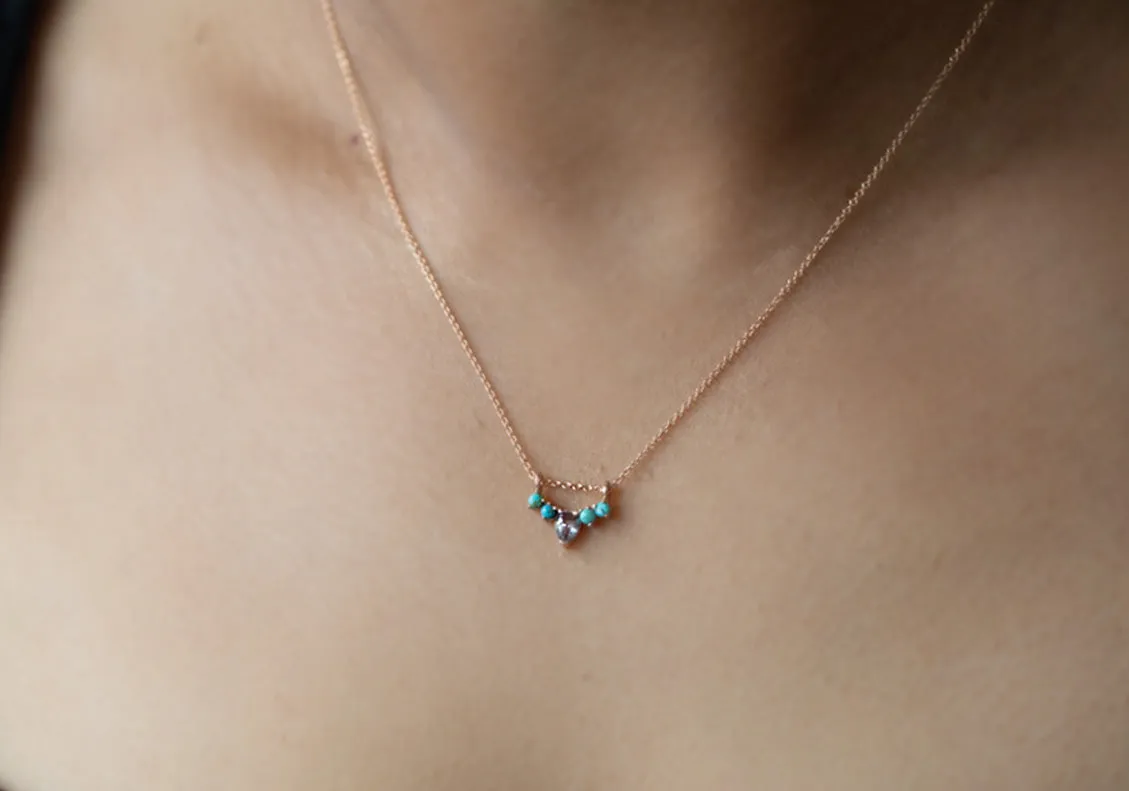 Turquoise   Diamond Sunburst Necklace