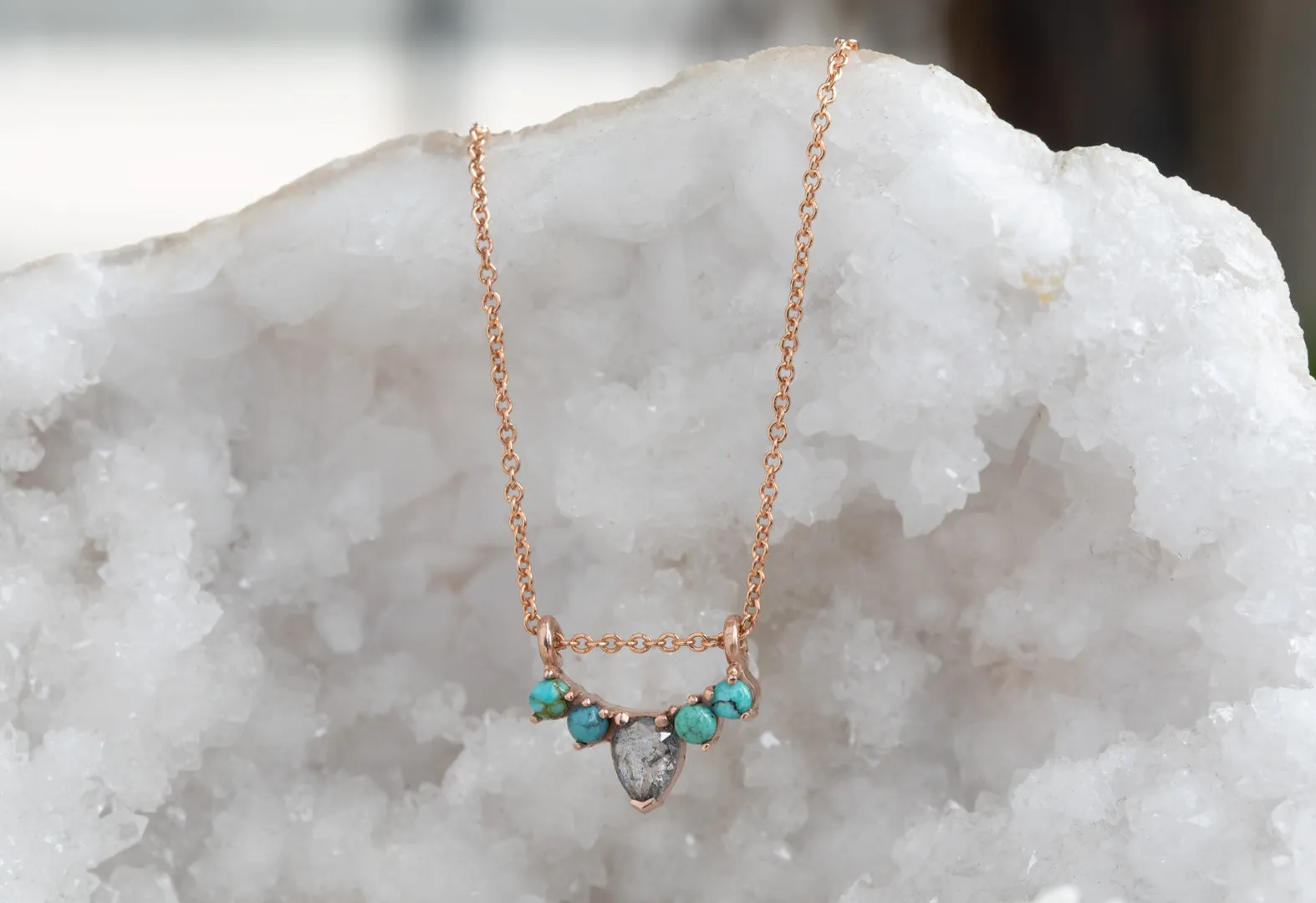 Turquoise   Diamond Sunburst Necklace