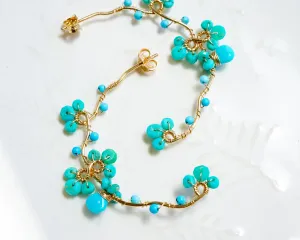 Turquoise Wire wrapped Gold Hoop
