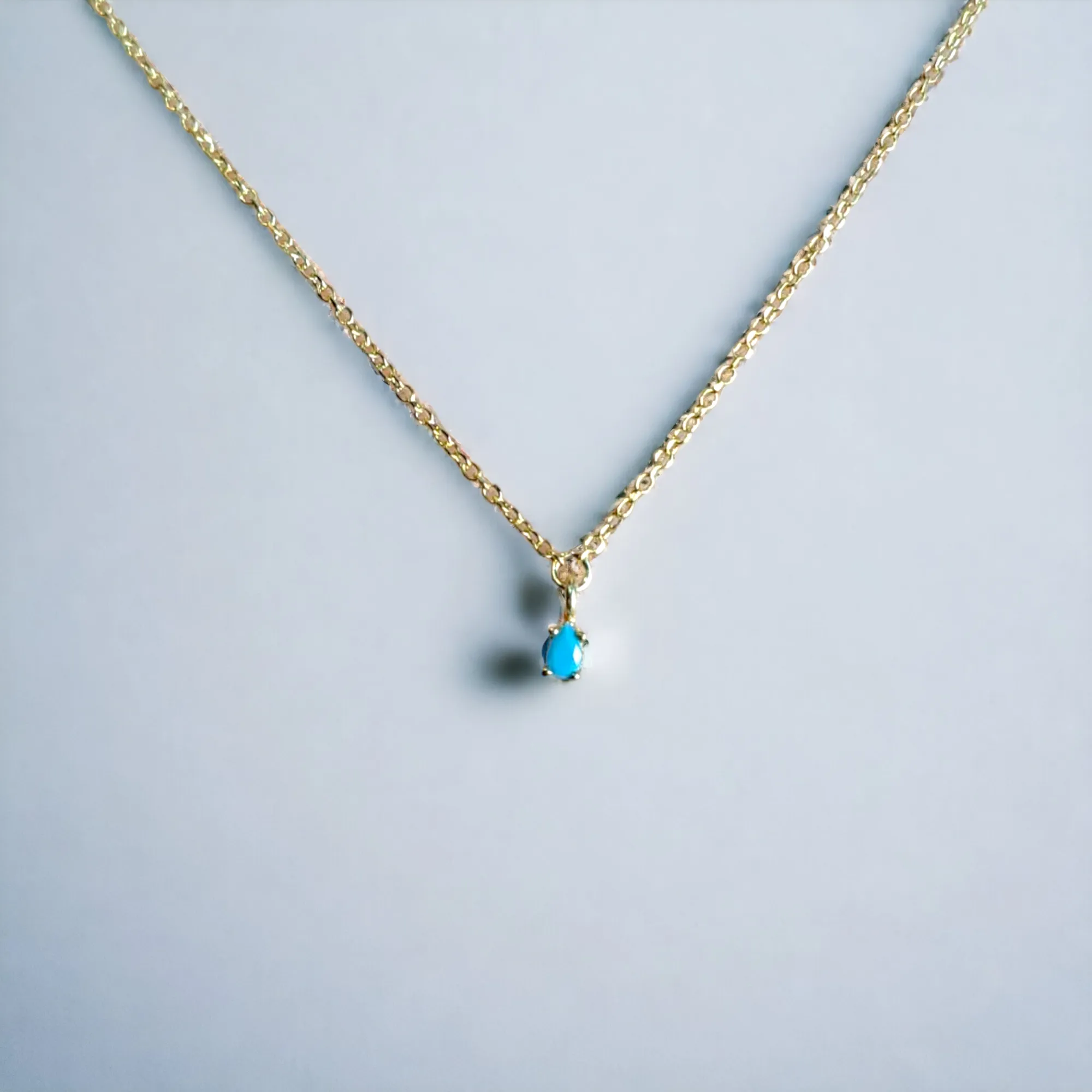 Vernus | Tiny Drop Necklace | Turquoise Cz | GPS 925